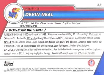 2023 Bowman University Chrome #58 Devin Neal Back