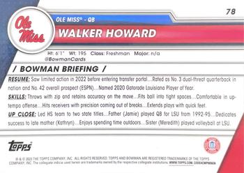 2023 Bowman University Chrome #78 Walker Howard Back