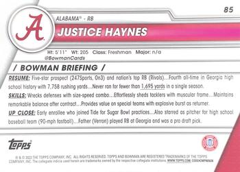 2023 Bowman University Chrome #85 Justice Haynes Back