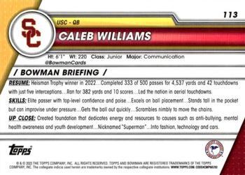 2023 Bowman University Chrome #113 Caleb Williams Back