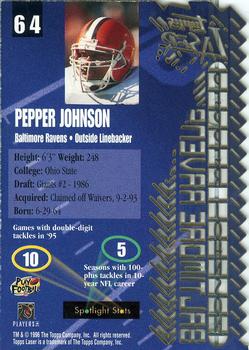1996 Topps Laser #64 Pepper Johnson Back