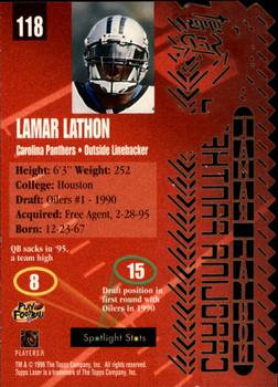 1996 Topps Laser #118 Lamar Lathon Back