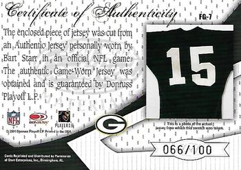 2004 Leaf Certified Materials - Fabric of the Game #FG-7 Bart Starr Back