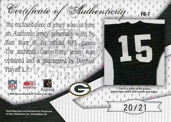 2004 Leaf Certified Materials - Fabric of the Game 21st Century #FG-7 Bart Starr Back