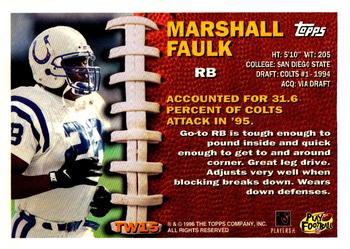 1996 Topps - Turf Warriors #TW15 Marshall Faulk Back