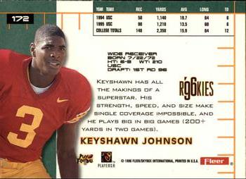1996 Ultra #172 Keyshawn Johnson Back