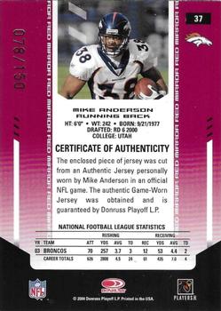 2004 Leaf Certified Materials - Mirror Red Materials #37 Mike Anderson Back