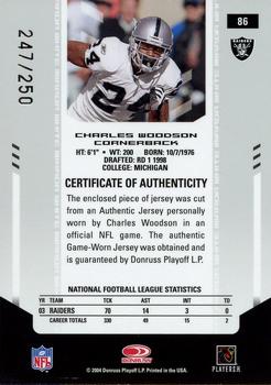 2004 Leaf Certified Materials - Mirror White Materials #86 Charles Woodson Back