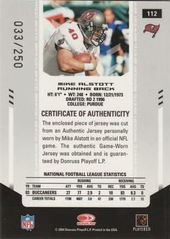 2004 Leaf Certified Materials - Mirror White Materials #112 Mike Alstott Back