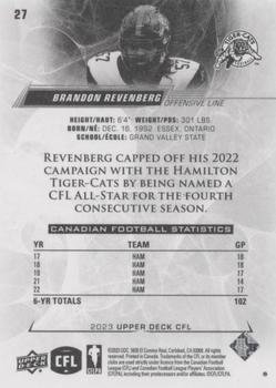 2023 Upper Deck CFL - Gold #27 Brandon Revenberg Back