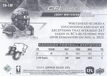 2023 Upper Deck CFL - CFL Greatness #CG-LW Lucky Whitehead Back