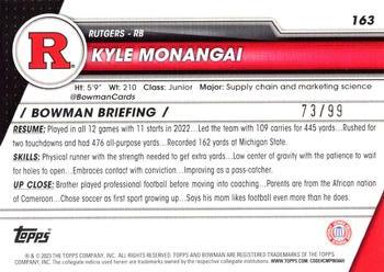 2023 Bowman University Chrome - Green Shimmer Refractor #163 Kyle Monangai Back