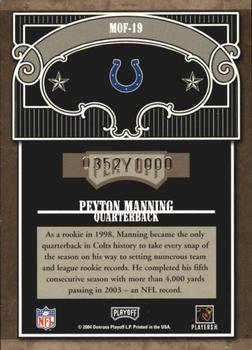 2004 Playoff Absolute Memorabilia - Marks of Fame #MOF-19 Peyton Manning Back