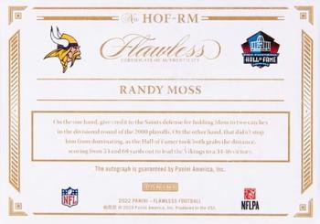 2022 Panini Flawless - Hall of Fame Autographs Platinum #HOF-RM Randy Moss Back