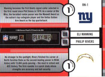 2004 Playoff Contenders - Round Numbers Orange #RN-1 Eli Manning / Philip Rivers Back