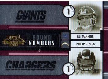 2004 Playoff Contenders - Round Numbers Red #RN-1 Eli Manning / Philip Rivers  Front
