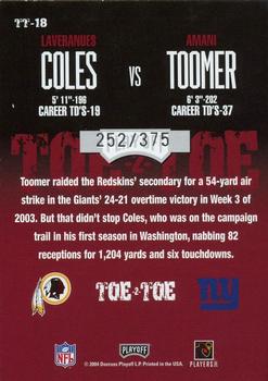 2004 Playoff Contenders - Toe 2 Toe #TT-18 Laveranues Coles / Amani Toomer Back