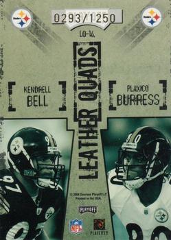 2004 Playoff Hogg Heaven - Leather Quads #LQ-16 Kendrell Bell / Jerome Bettis / Hines Ward / Plaxico Burress Back