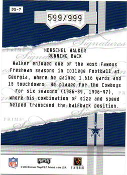 2004 Playoff Honors - Prime Signature Previews #PS-7 Herschel Walker Back