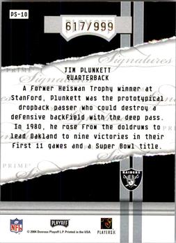 2004 Playoff Honors - Prime Signature Previews #PS-10 Jim Plunkett Back