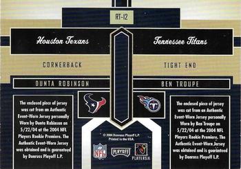 2004 Playoff Honors - Rookie Tandems Jerseys #RT-12 Ben Troupe / Dunta Robinson Back