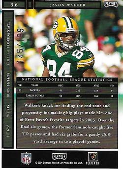 2004 Playoff Honors - X's #36 Javon Walker Back