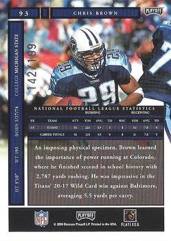2004 Playoff Honors - X's #93 Chris Brown Back