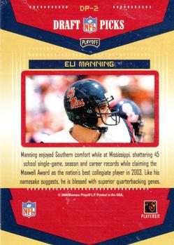2004 Playoff Prestige - Draft Picks #DP-2 Eli Manning  Back