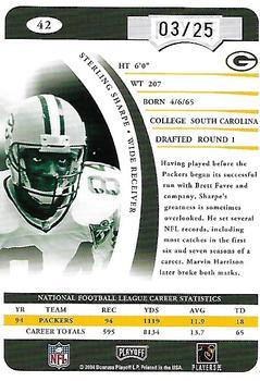 2004 Playoff Prime Signatures - Silver Proofs #42 Sterling Sharpe Back