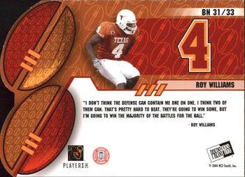 2004 Press Pass - Big Numbers #BN31 Roy Williams Back
