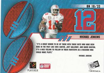 2004 Press Pass - Big Numbers Collectors Series #BN10 Michael Jenkins Back