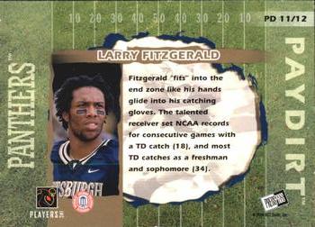 2004 Press Pass - Paydirt #PD 11 Larry Fitzgerald  Back