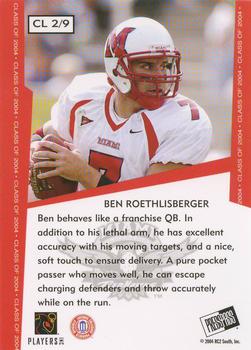 2004 Press Pass SE - Class of 2004 #CL2 Ben Roethlisberger  Back
