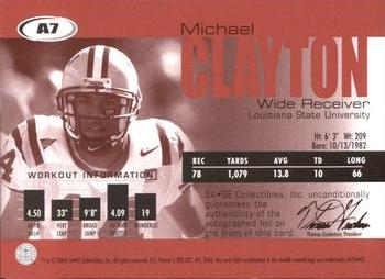 2004 SAGE - Autographs Red #A7 Michael Clayton Back