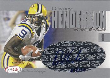 2004 SAGE - Autographs Silver #A18 Devery Henderson Front