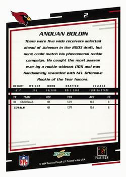 2004 Score - Glossy #2 Anquan Boldin Back