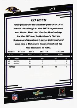 2004 Score - Glossy #29 Ed Reed Back