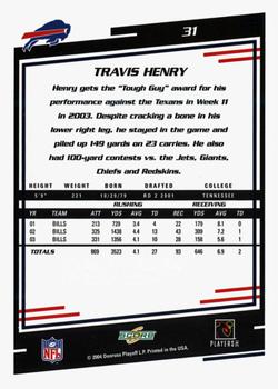 2004 Score - Glossy #31 Travis Henry Back