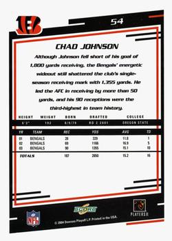 2004 Score - Glossy #54 Chad Johnson Back