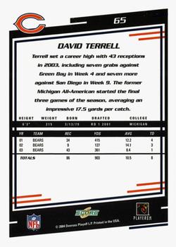 2004 Score - Glossy #65 David Terrell Back