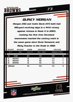 2004 Score - Glossy #73 Quincy Morgan Back