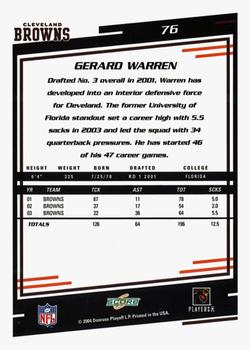 2004 Score - Glossy #76 Gerard Warren Back