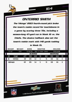 2004 Score - Glossy #164 Onterrio Smith Back
