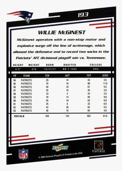2004 Score - Glossy #193 Willie McGinest Back
