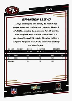 2004 Score - Glossy #271 Brandon Lloyd Back