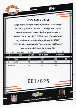 2004 Score - Scorecard #64 Justin Gage Back