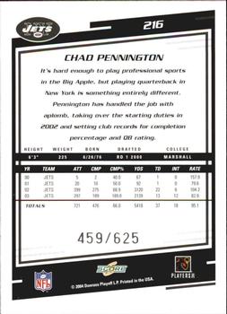 2004 Score - Scorecard #216 Chad Pennington Back