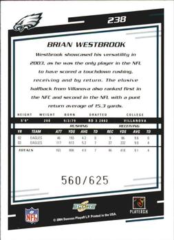 2004 Score - Scorecard #238 Brian Westbrook Back