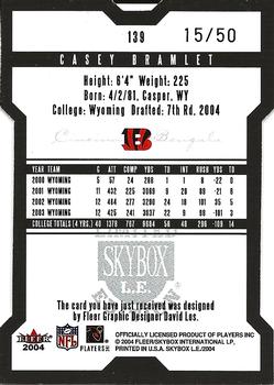 2004 SkyBox LE - Black Border Red #139 Casey Bramlet Back