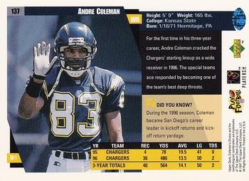 1997 Collector's Choice #137 Andre Coleman Back